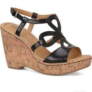 B.O.C Born Women Jalina Cork Wedge Ankle Strap Comfort Slide Sandals shoes sz 9M